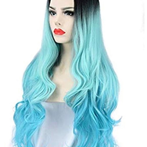 ?PHOENIX 28” Curly LT Blue OMBRÉ Cosplay Wig *NWT